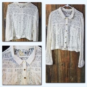 Cato Women's Plus Size Lace Jean Style Jacket